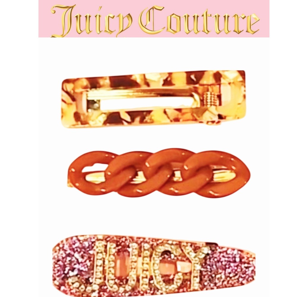 Juicy Couture Logo Rhinestone 3-Piece Barett Set